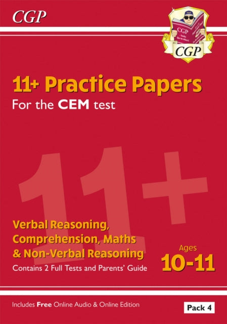 11+ CEM Practice Papers: Ages 10-11 - Pack 4 (with Parents  Guide & Online Edition) Discount